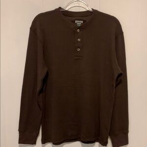 Men's Brown Henley Thermal Shirt